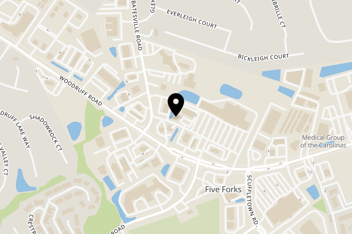Map showing the location of Uncle Berto’s Burritos Simpsonville on 100 Batesville Rd in Simpsonville
